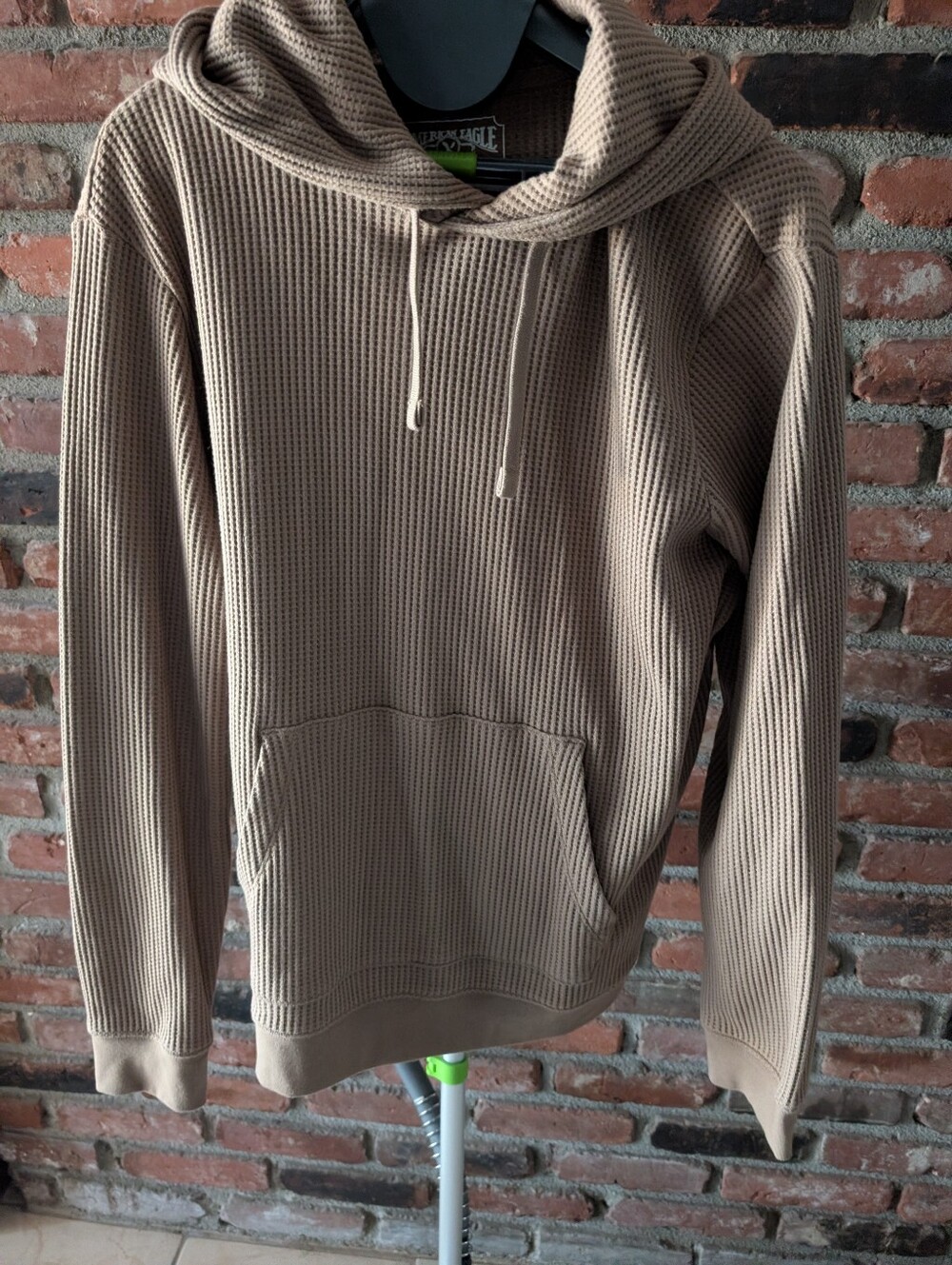 American Eagle Waffle Knit Hoodie in Brown